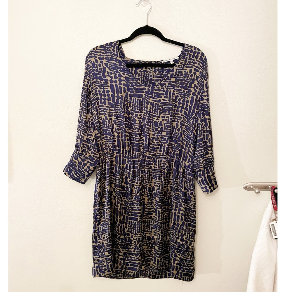 Collective Concepts‎ Navy & Gold Abstract Pattern Dress Size S